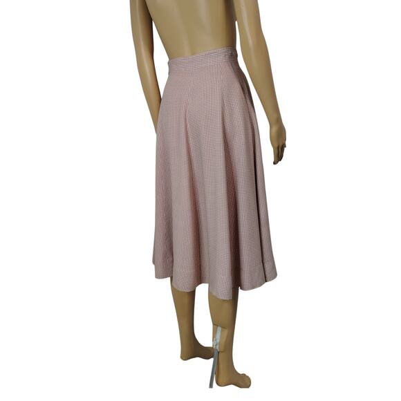 1950s Handmade Pink Gray Checkered Full Circle Midi Skirt Side Zipper Size 0 - Picture 9 of 11